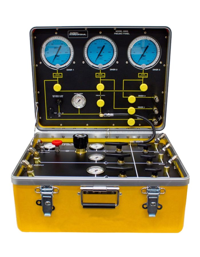 Amron 8300-HP Air Control and Depth Monitoring System for 3 Divers 1 Regulator and 2 Low Pressure Inputs